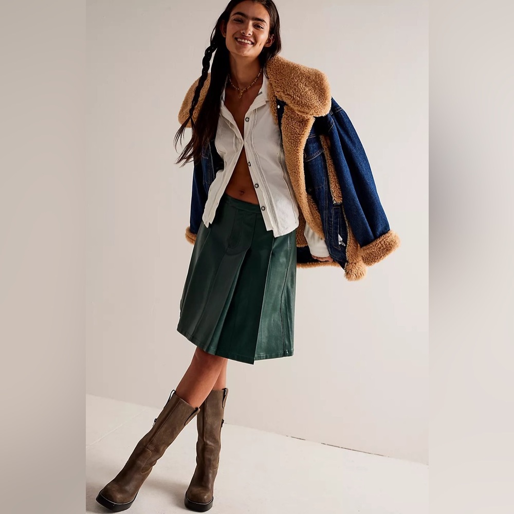 Free People We The Free Vegan Pleated Mini Skirt